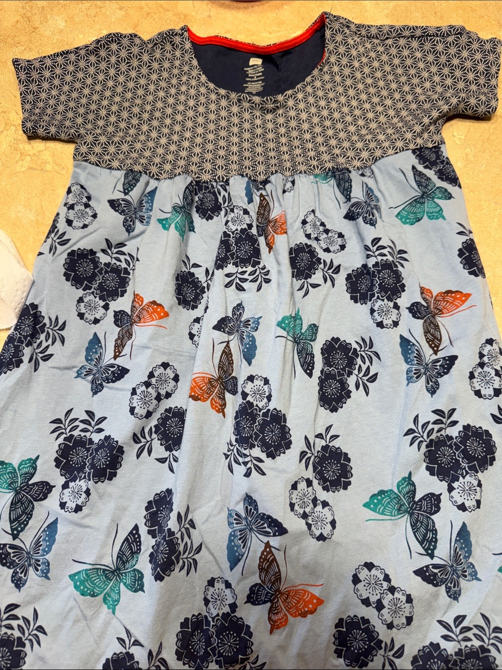 Tea Collection Girls Light Blue Butterfly & Floral Dress